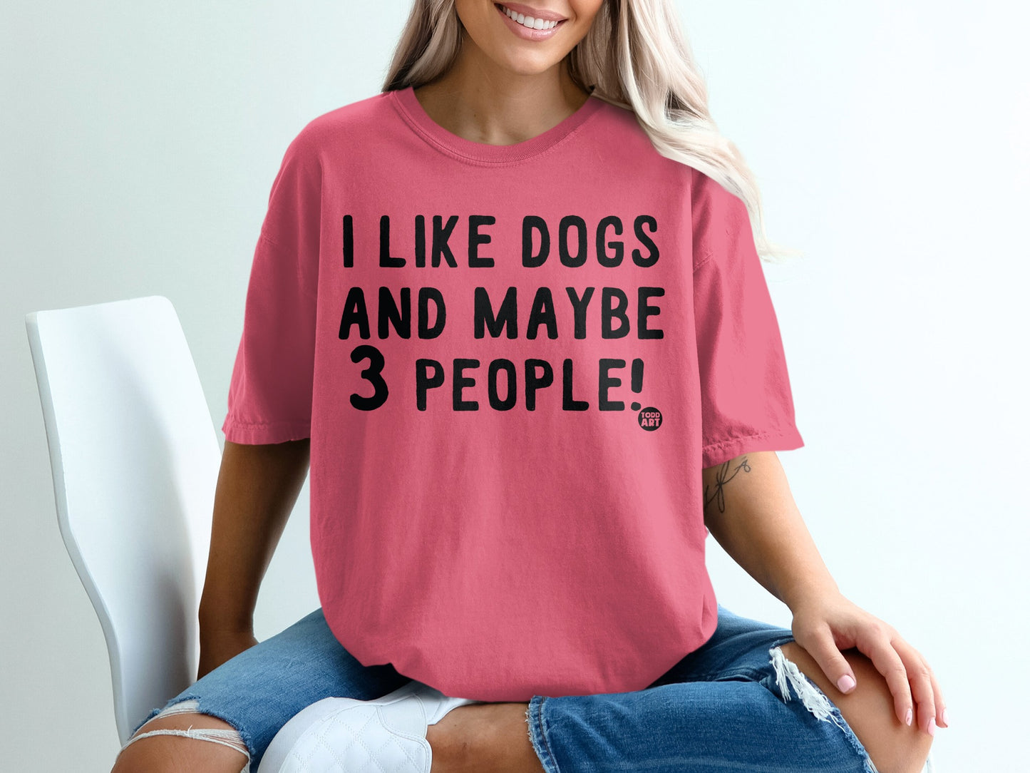 I Like Dogs and Maybe 3 People Funny Statement Shirt