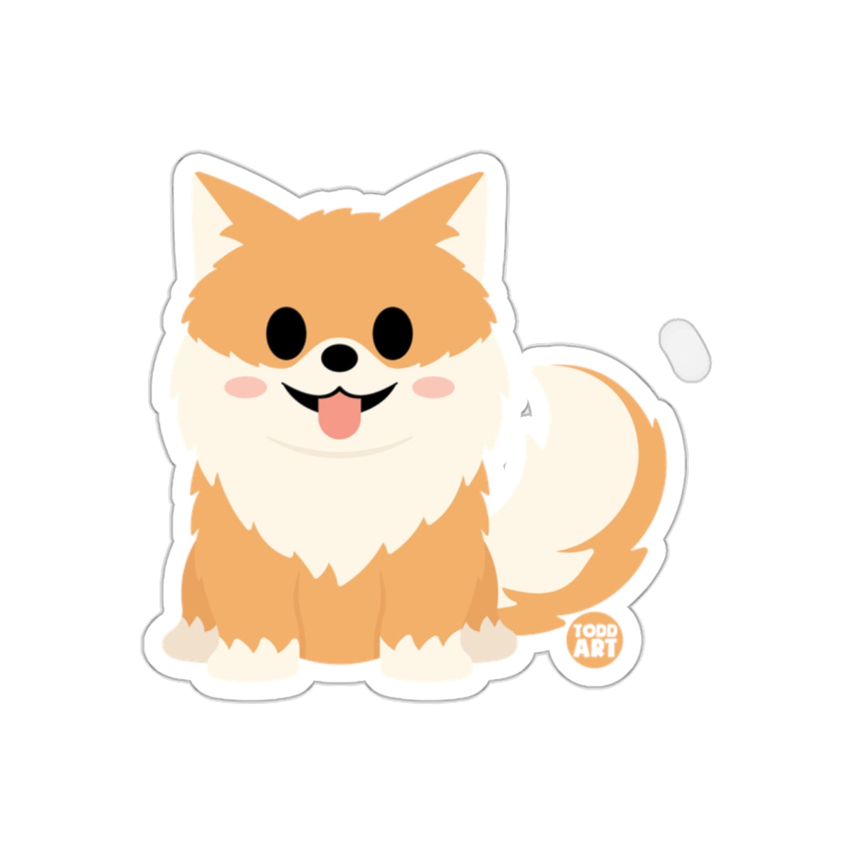 Cute Cartoon Fluffy Dog Illustration Sticker Design