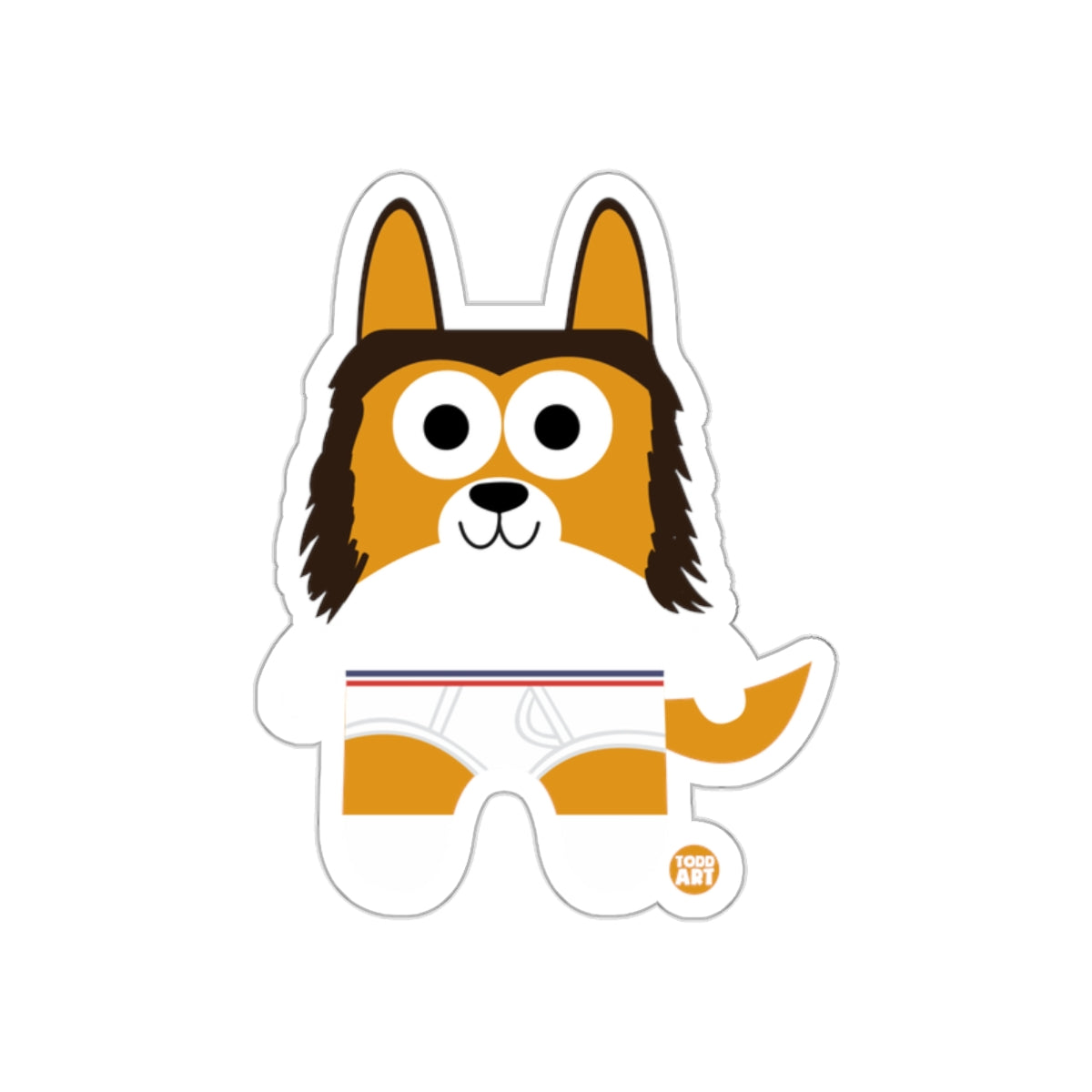 Cute Cartoon Dog with Underwear Sticker Design