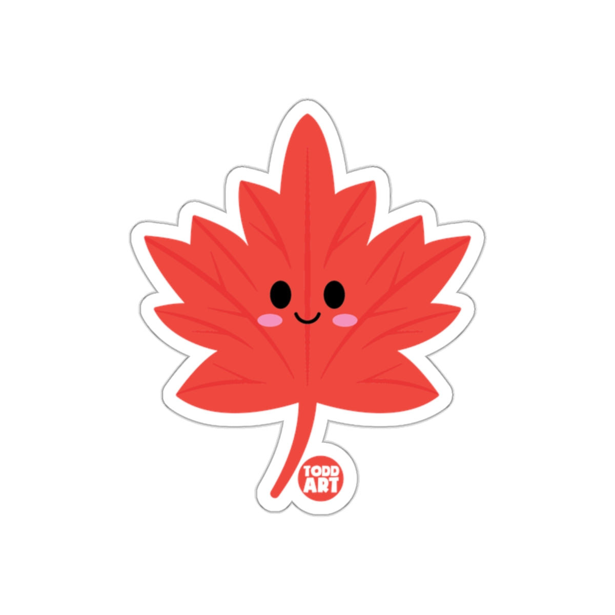 Cute Smiling Red Maple Leaf Cartoon Sticker product