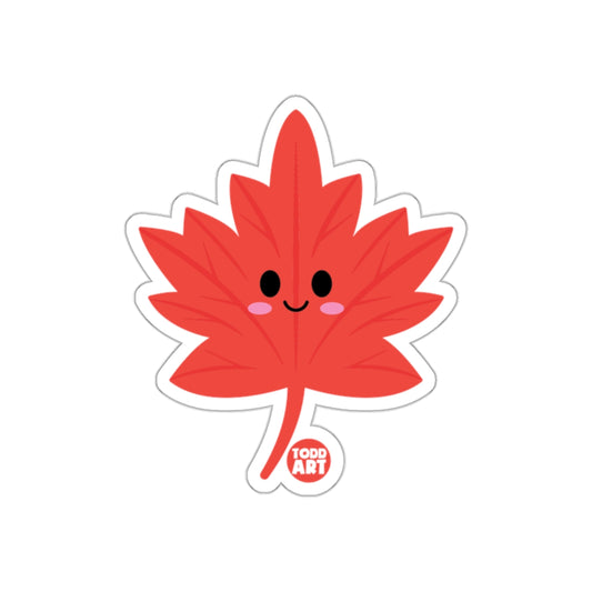 Cute Smiling Red Maple Leaf Cartoon Sticker product