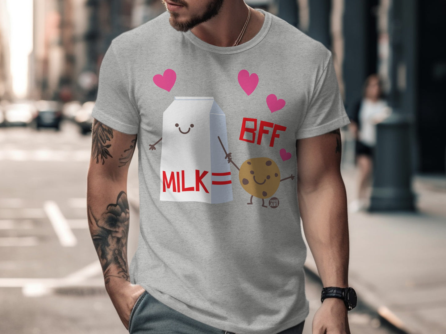 Milk and Cookie BFF Graphic Fun T-shirt Unisex Tee