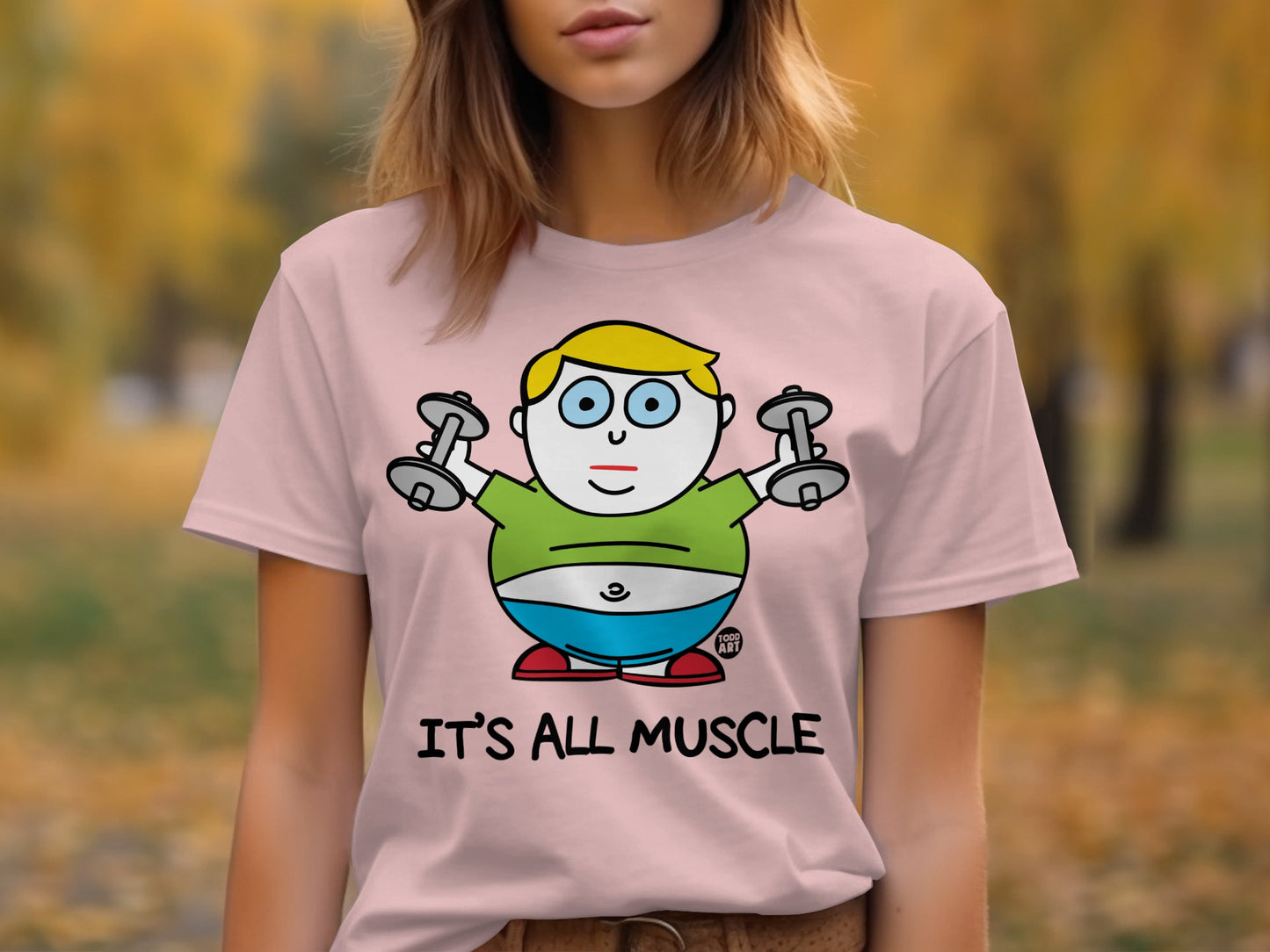 It's All Muscle Graphic Tee with Cartoon Character