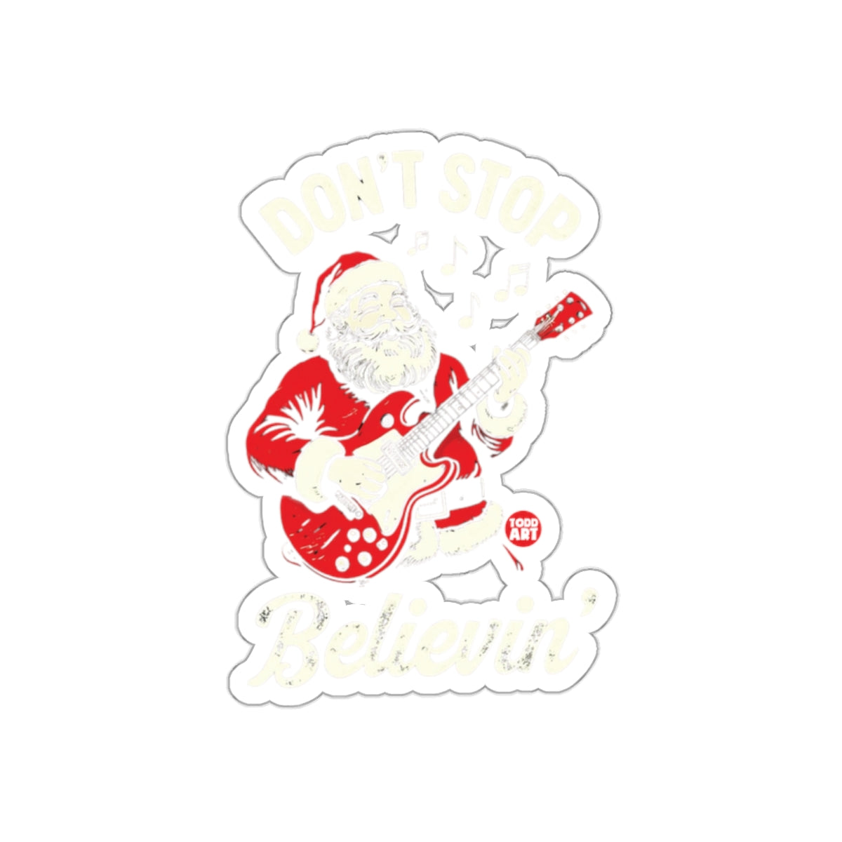 Don't Stop Believin' Santa Playing Guitar Sticker