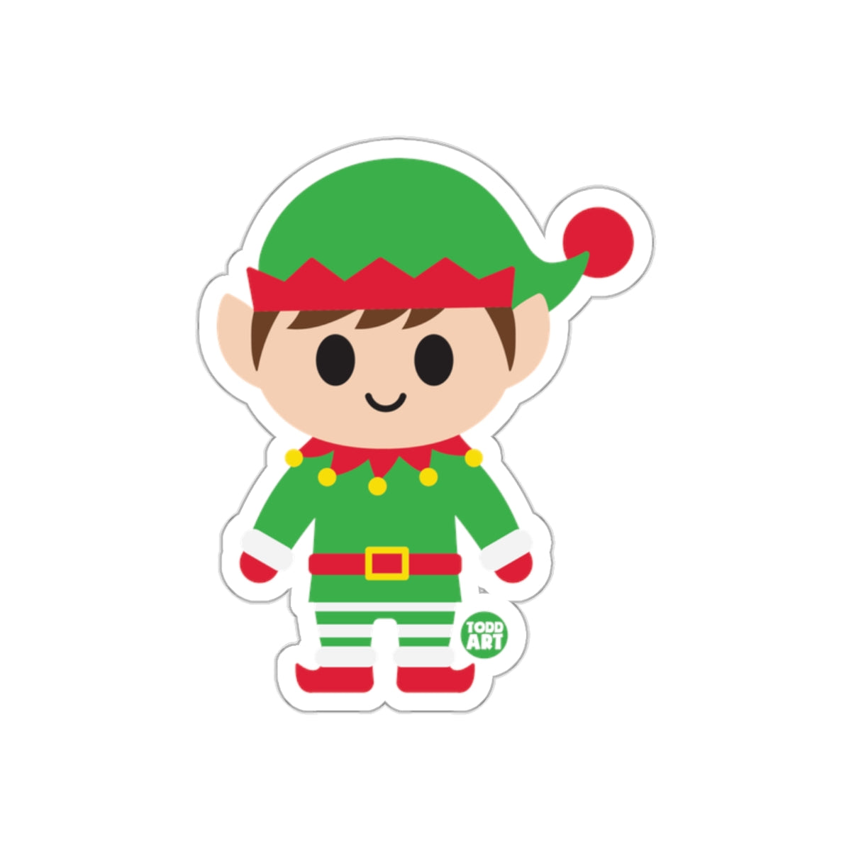 Cute Christmas Elf Cartoon Design Sticker for Holiday