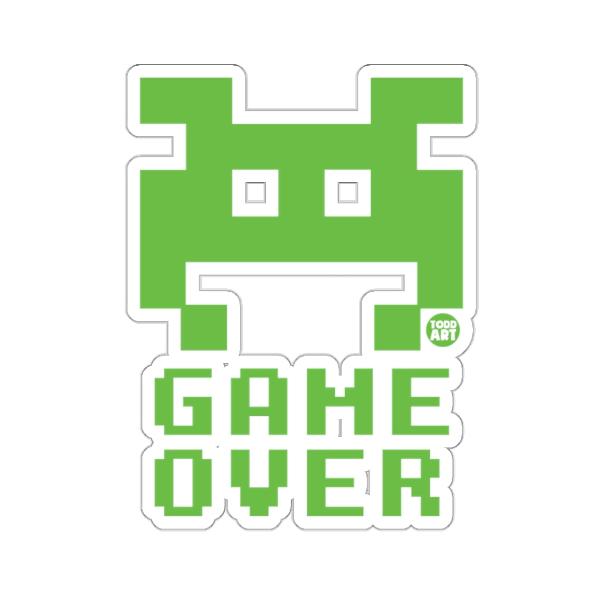 Green Game Over Pixel Art Sticker for Gamers