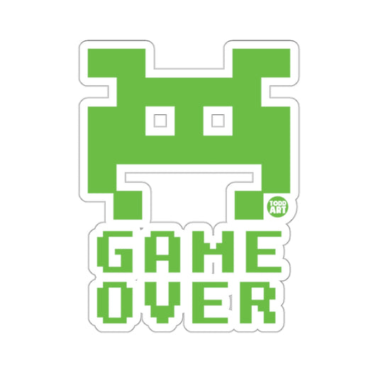 Green Game Over Pixel Art Sticker for Gamers