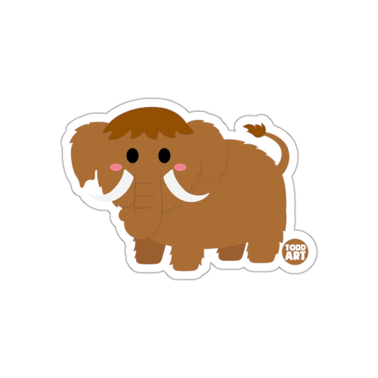 Cute Cartoon Mammoth with Todd Art Sticker Design