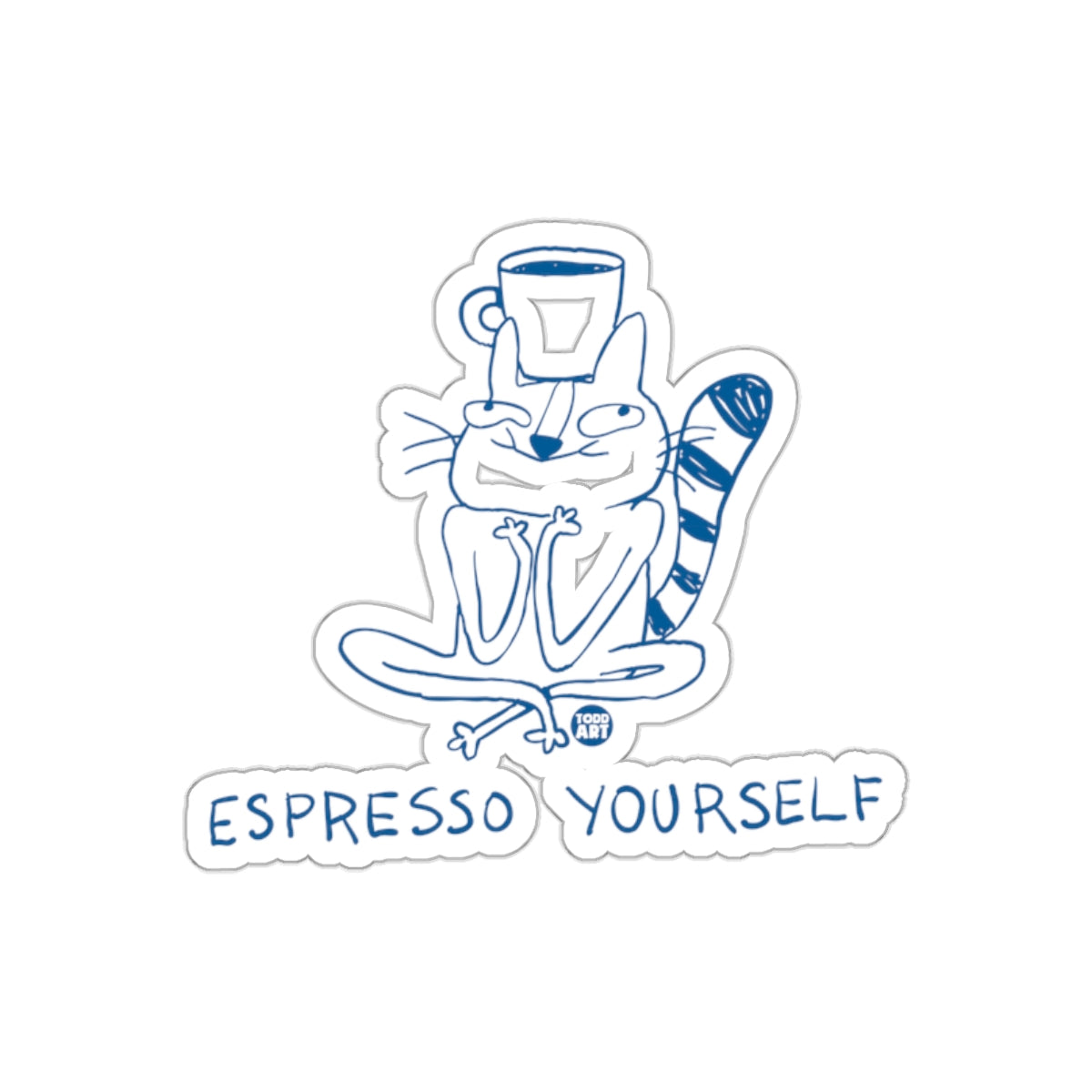 Espresso Yourself Cat Hugging Coffee Sticker