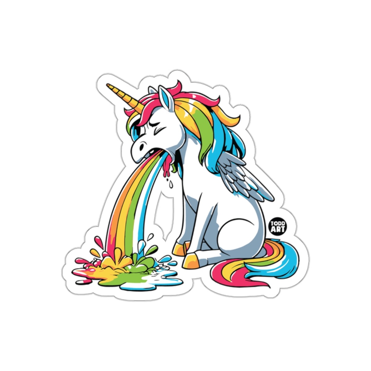 Colorful Vomiting Unicorn Sticker Abstract Art