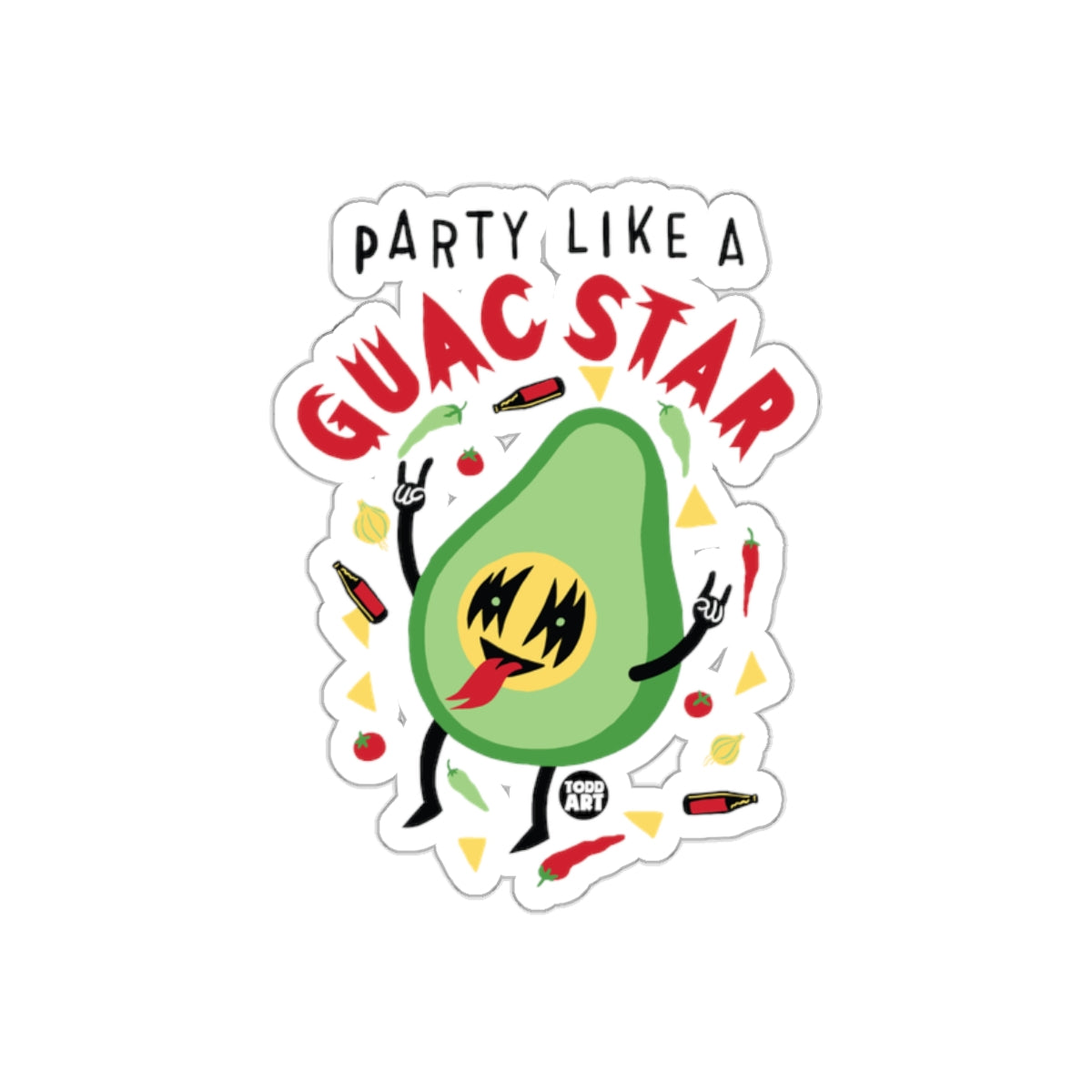 Party Like a Guac Star funny avocado sticker