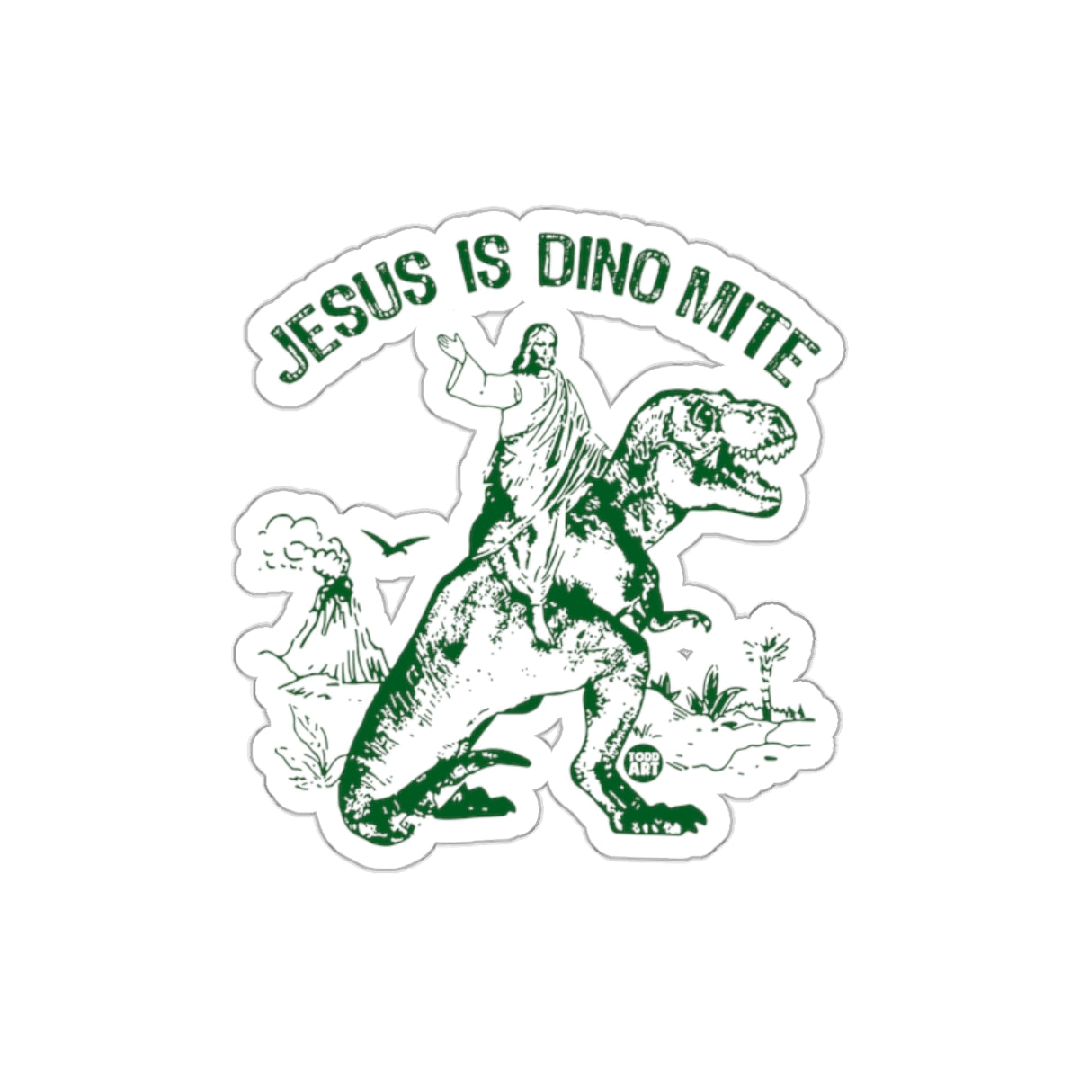 Jesus Is Dino Mite Riding T-Rex Sticker Design