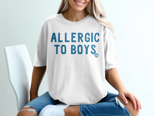 Allergic To Boys Graphic Design Casual Tee Shirt