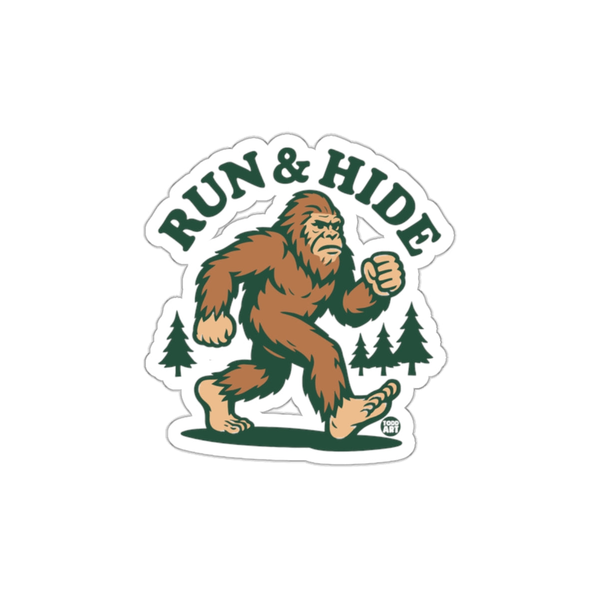 Run & Hide Bigfoot Sticker for Unique Fun