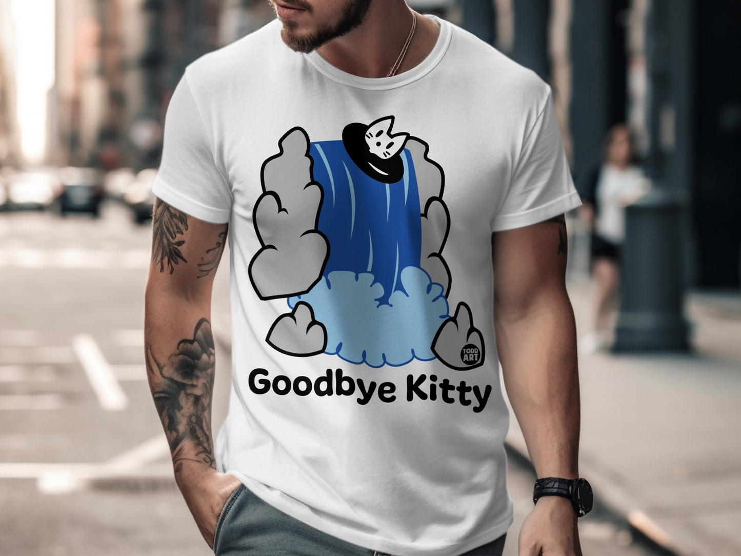 Enthusiast T-shirt With Cute Goodbye Kitty Design