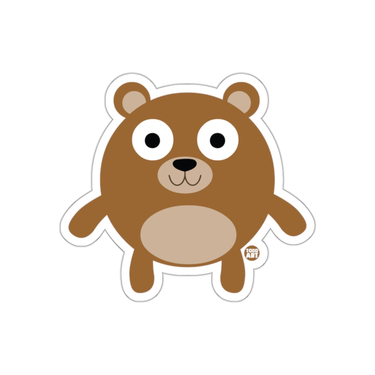 Cute Round Brown Bear Cartoon Sticker for Kids