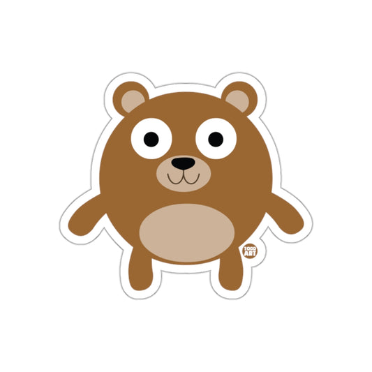 Cute Round Brown Bear Cartoon Sticker for Kids