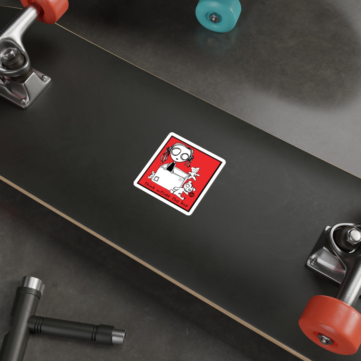 Think Outside The Box Skateboard Sticker