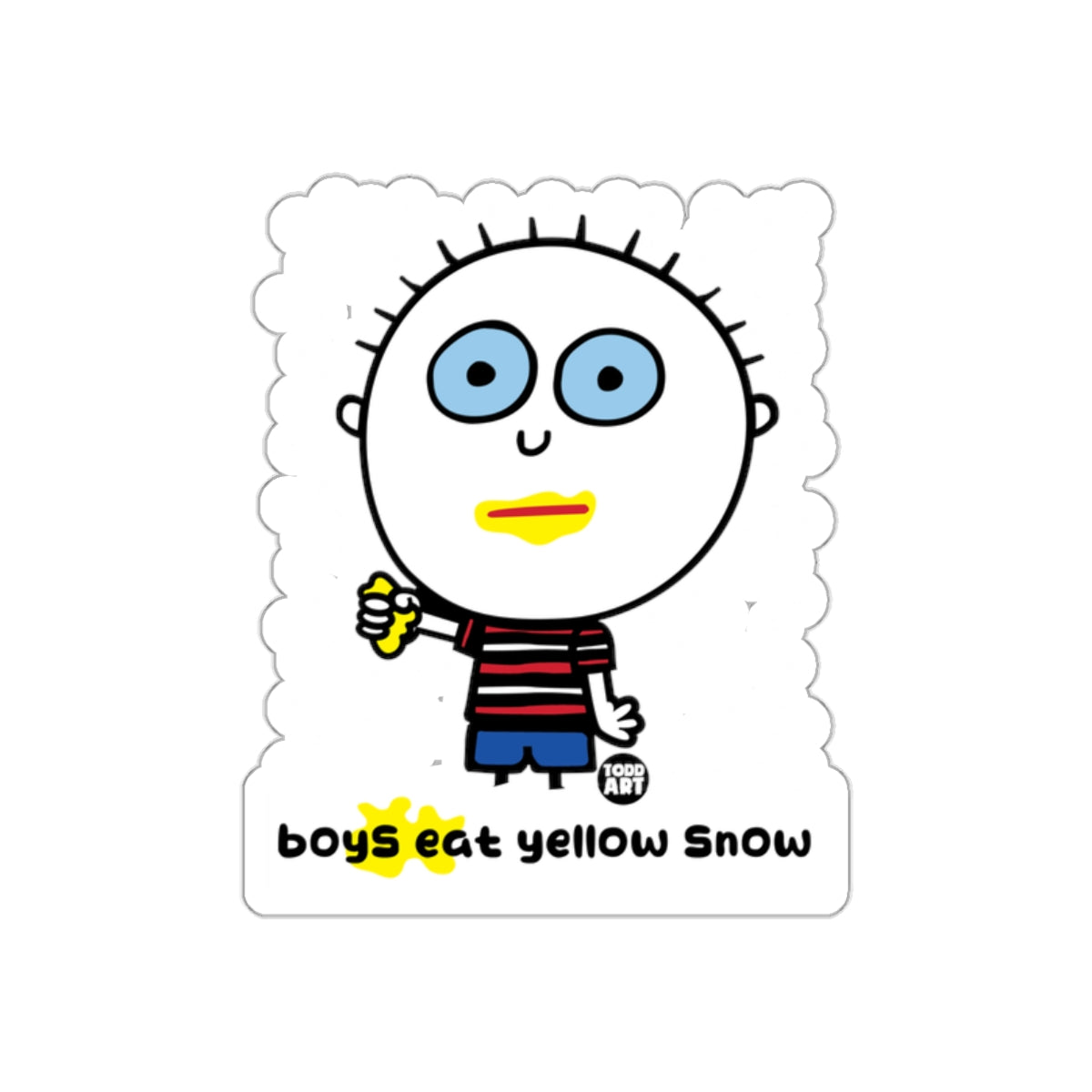 Boys Eat Yellow Snow Funny Cartoon Sticker