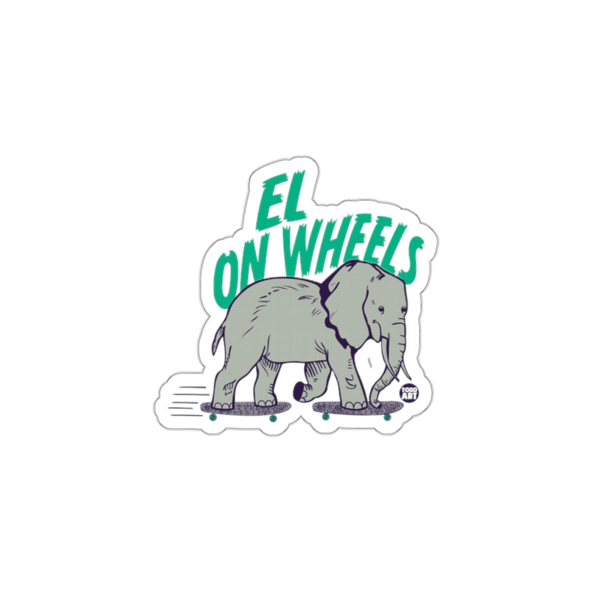 Elephant Riding Skateboard Sticker Fun Design