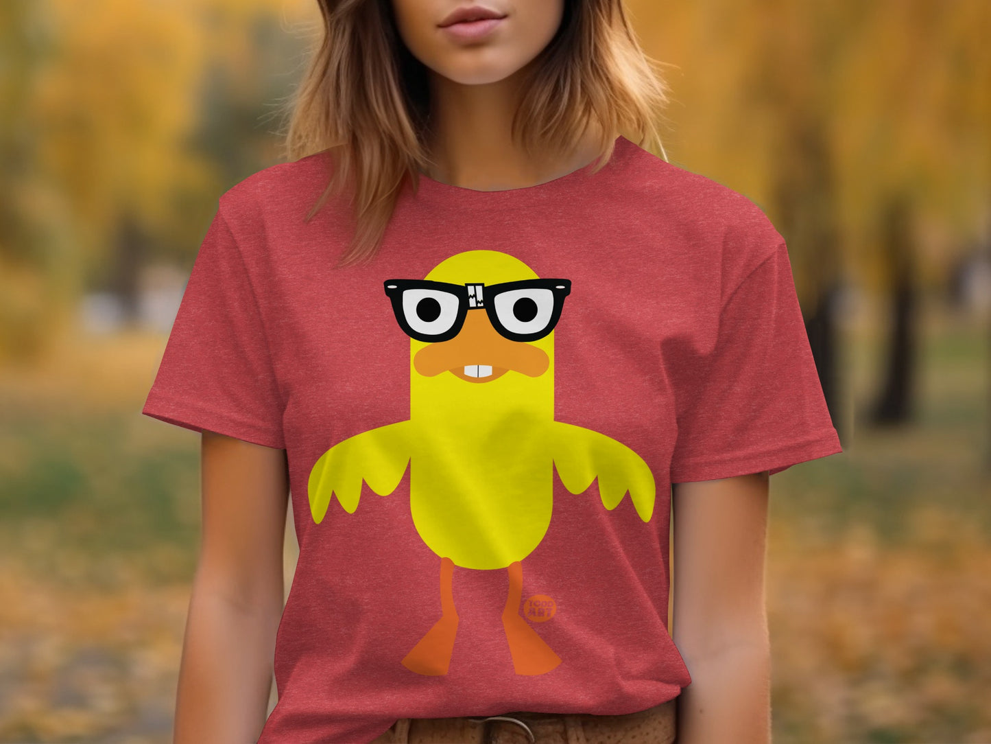 Cute Geeky Cartoon Duck Graphic T-Shirt