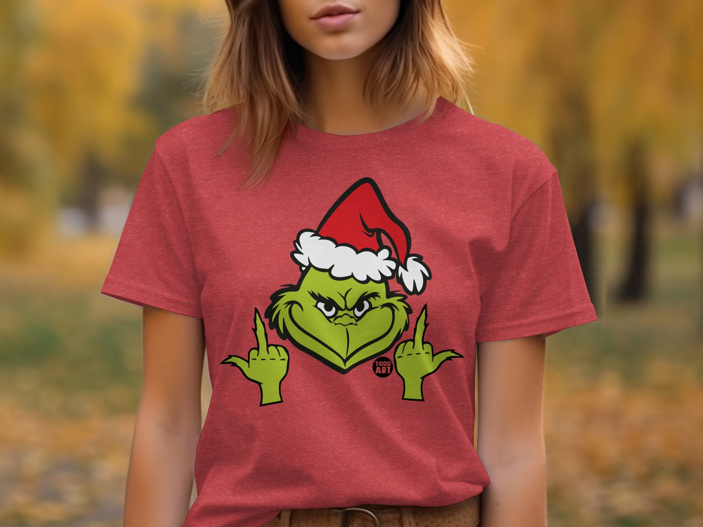 Grinch Graphic Tee with Festive Hat Design Shirt