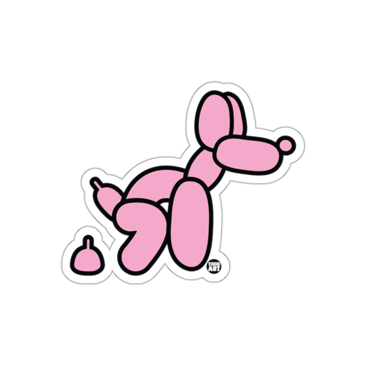 Pink Balloon Dog Cartoon Animal Figure Illustration Stickers