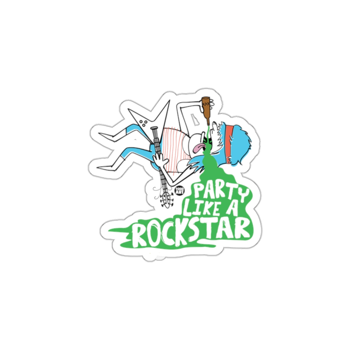 Party Like A Rockstar Fun Illustrated Sticker