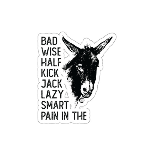 Funny Donkey With Descriptive Words Sticker Design