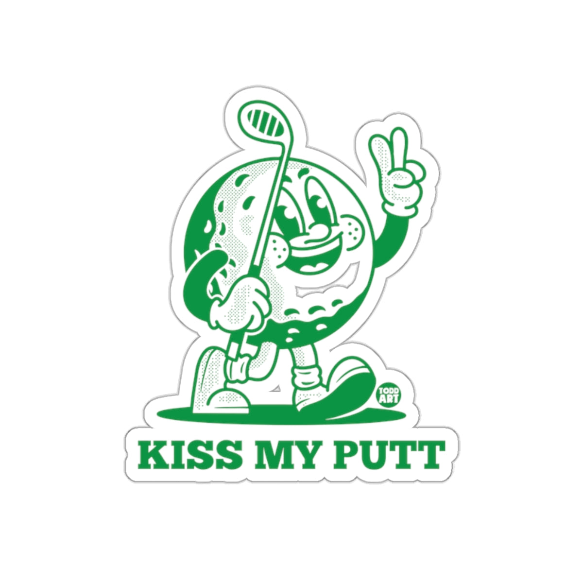 Golf Ball Character Kiss My Putt Green Design Stickers