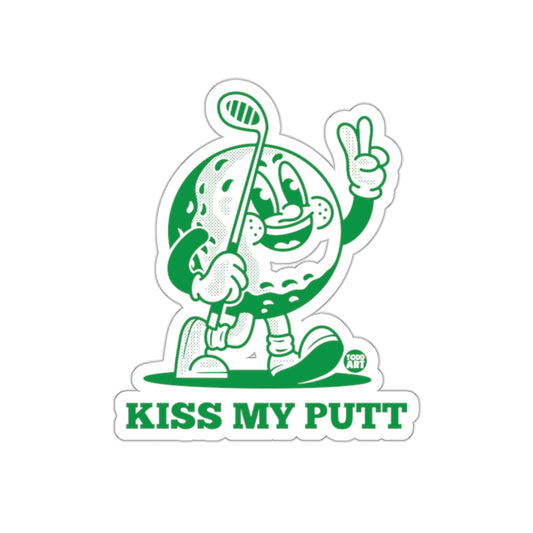 Golf Ball Character Kiss My Putt Green Design Stickers