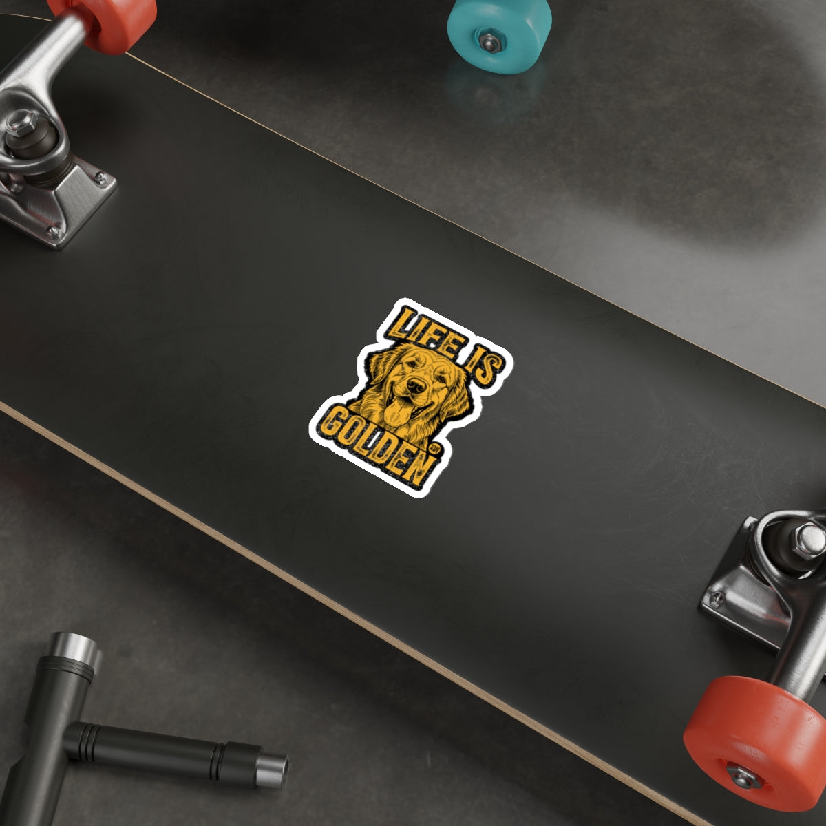 Life Is Golden Dog Skateboard Sticker