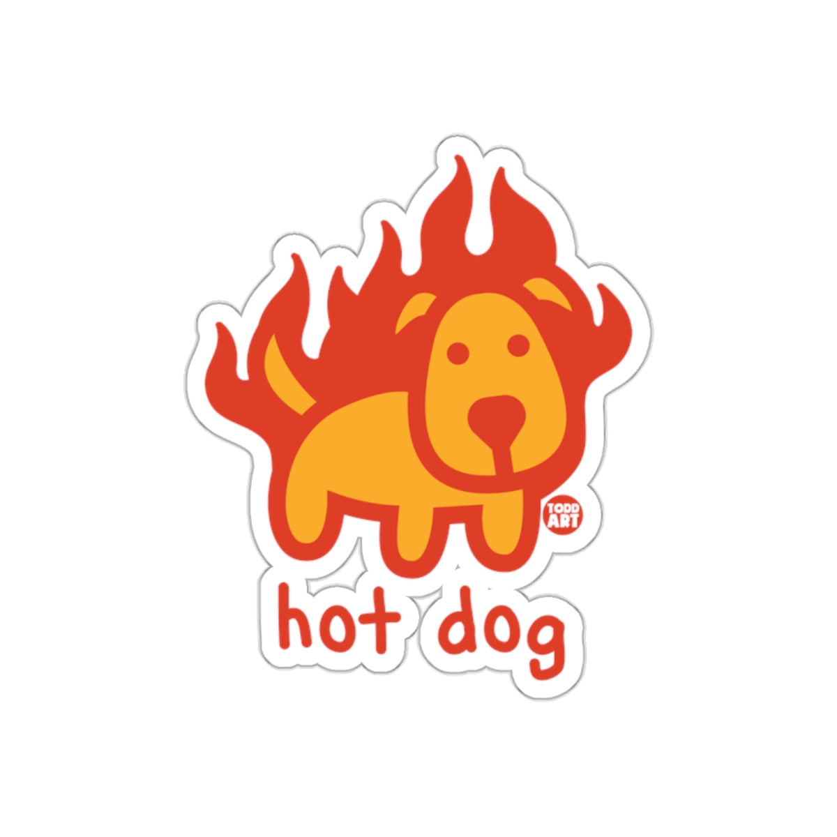 Cute Hot Dog Design with Flames Sticker Product