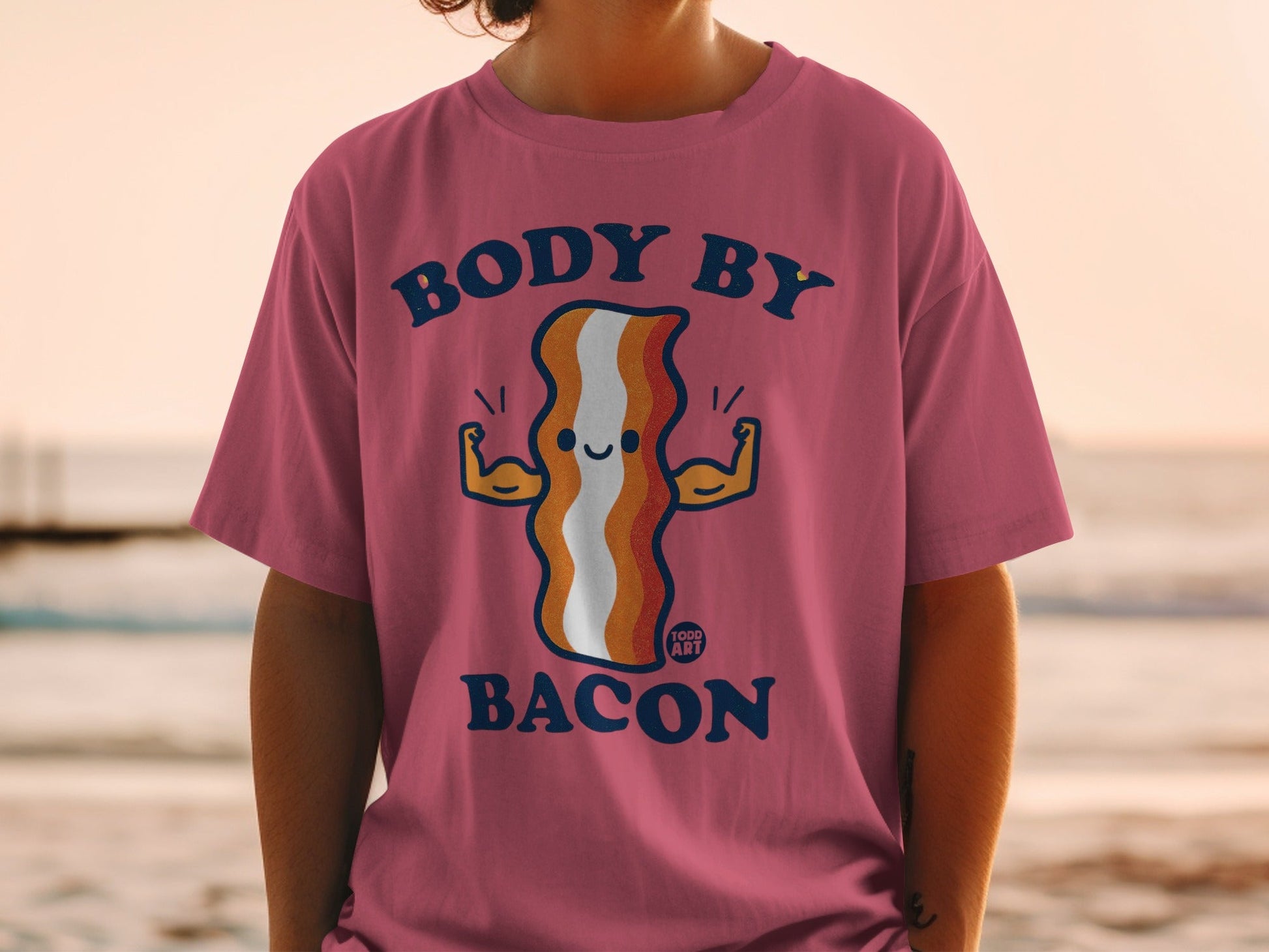 Body By Bacon Graphic Tee Shirt Fun Design