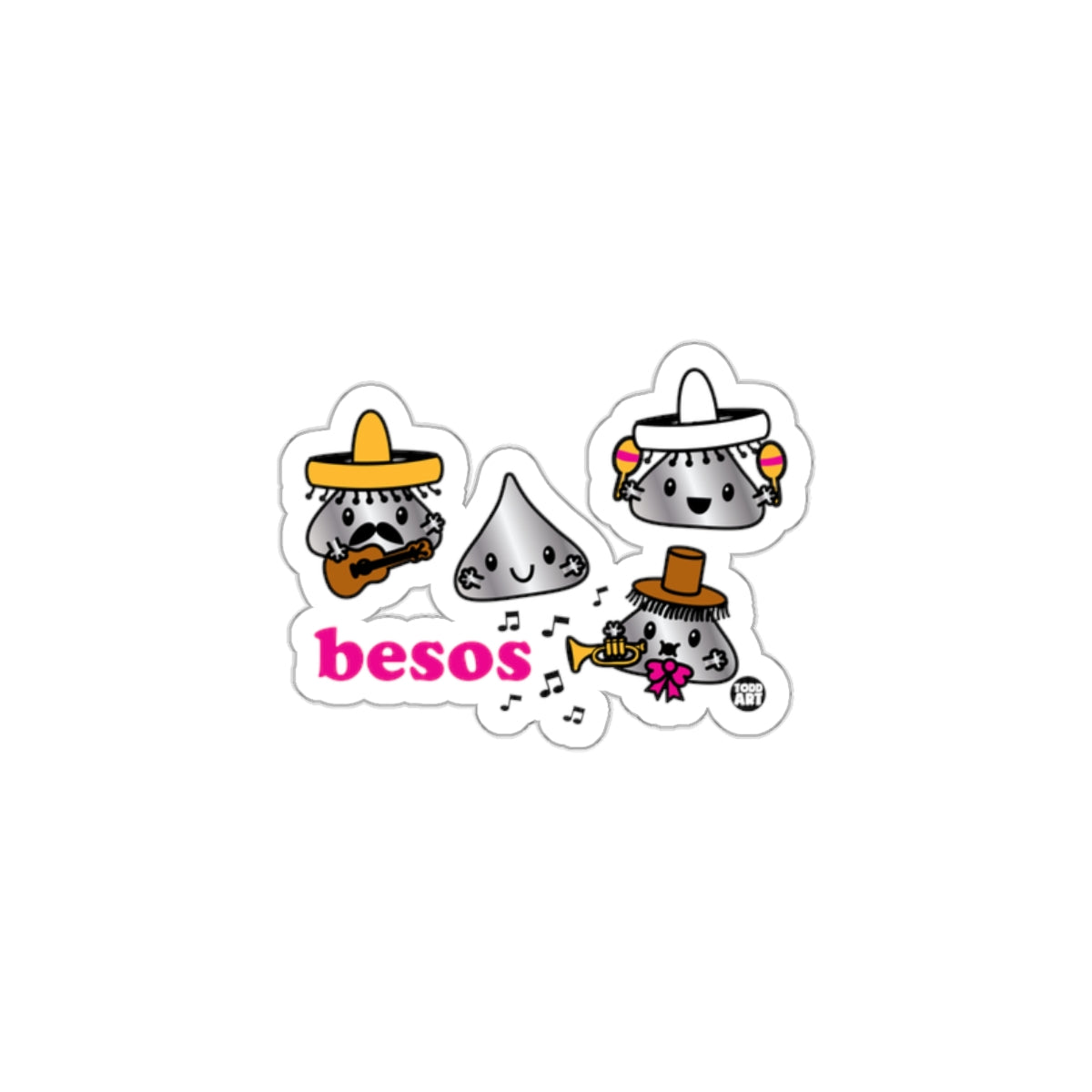 Cute Besos Kisses Cartoon Sticker for Fun Adhesions