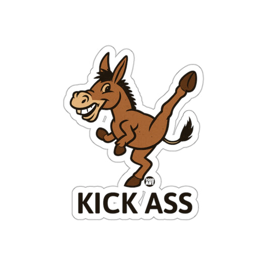 Kick Ass Cartoon Donkey Graphic Sticker Design