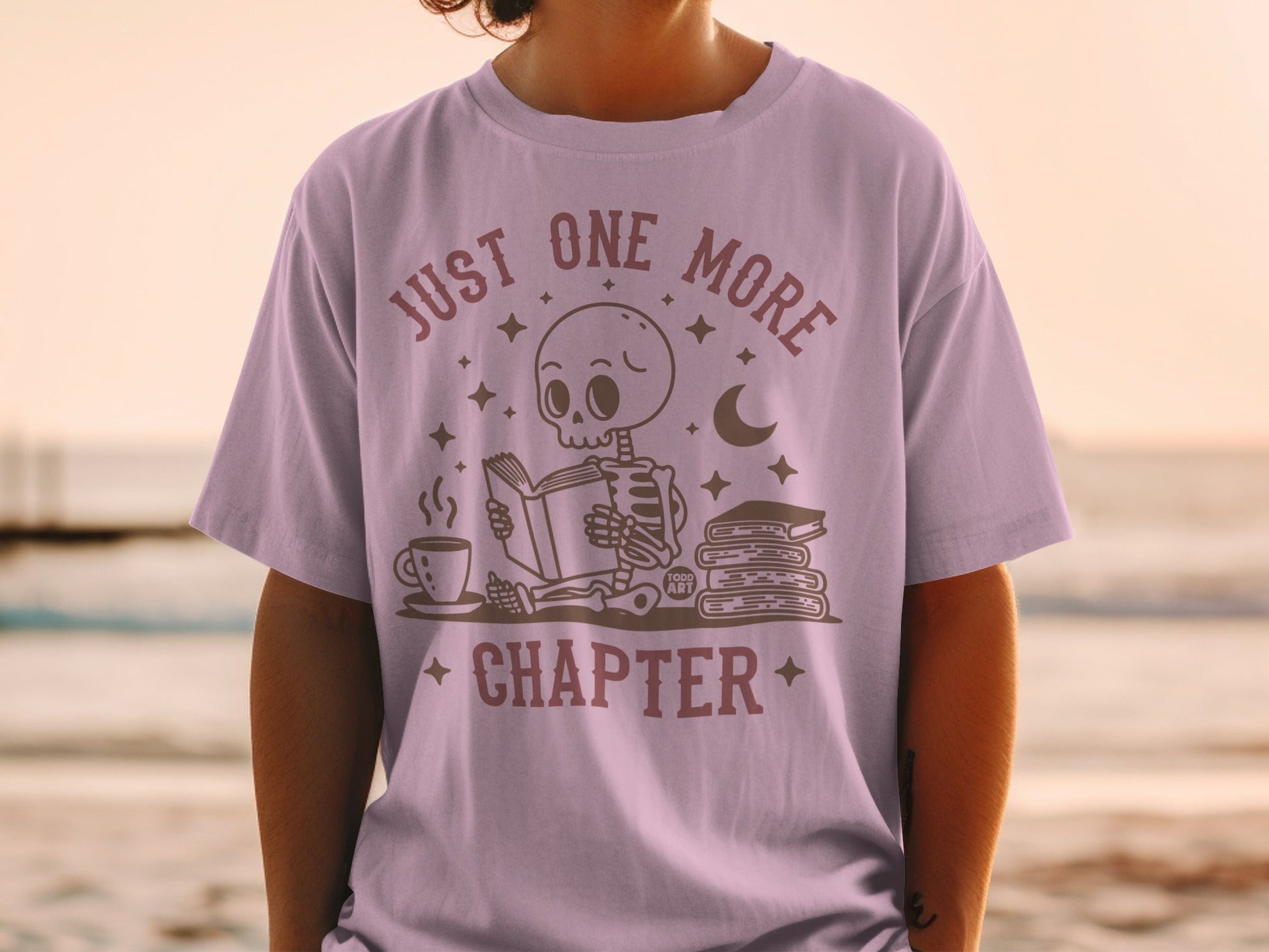 Just One More Chapter Skeleton Reading Graphic Tee