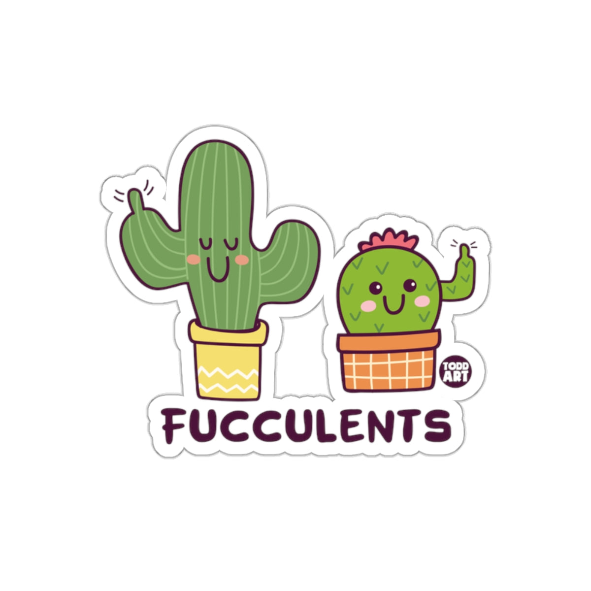 Cute Happy Fucculents Sticker for Plant Lovers
