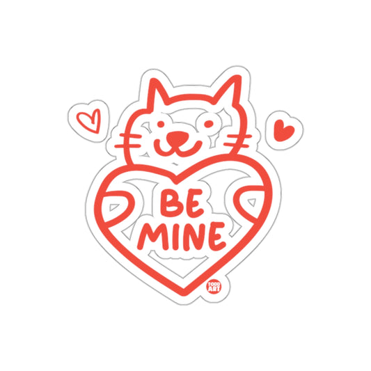 Valentine Kitty Cat with Heart that says Be Mine Stickers