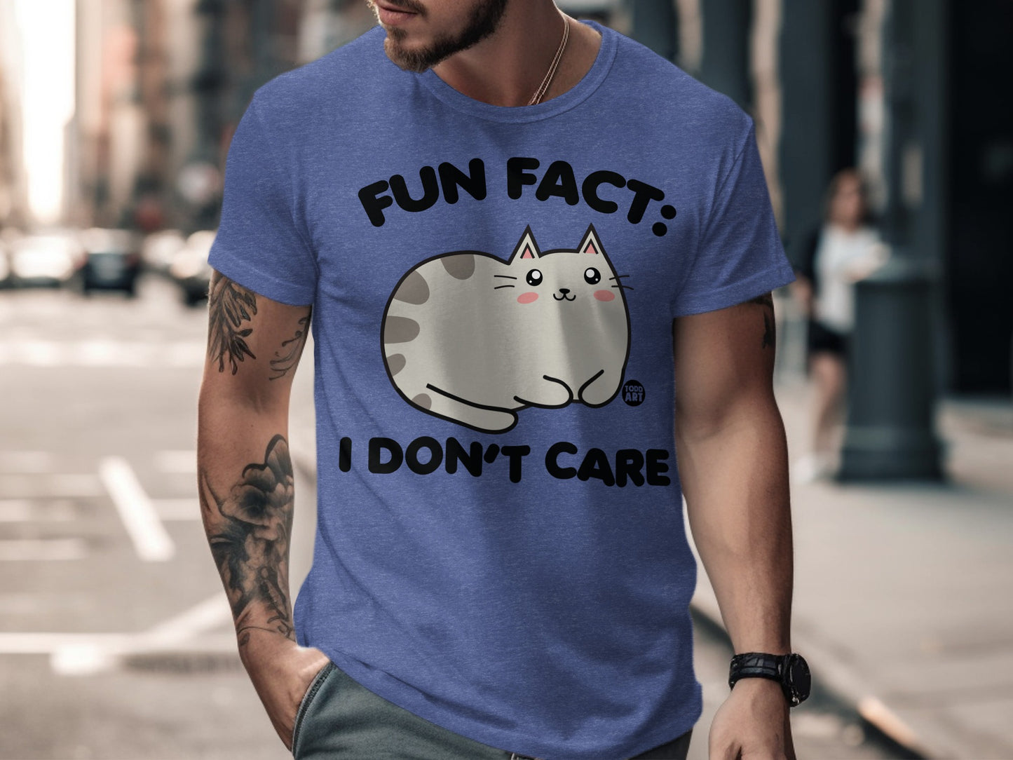 Fun Fact I Don't Care Cat Graphic T Shirt product type
