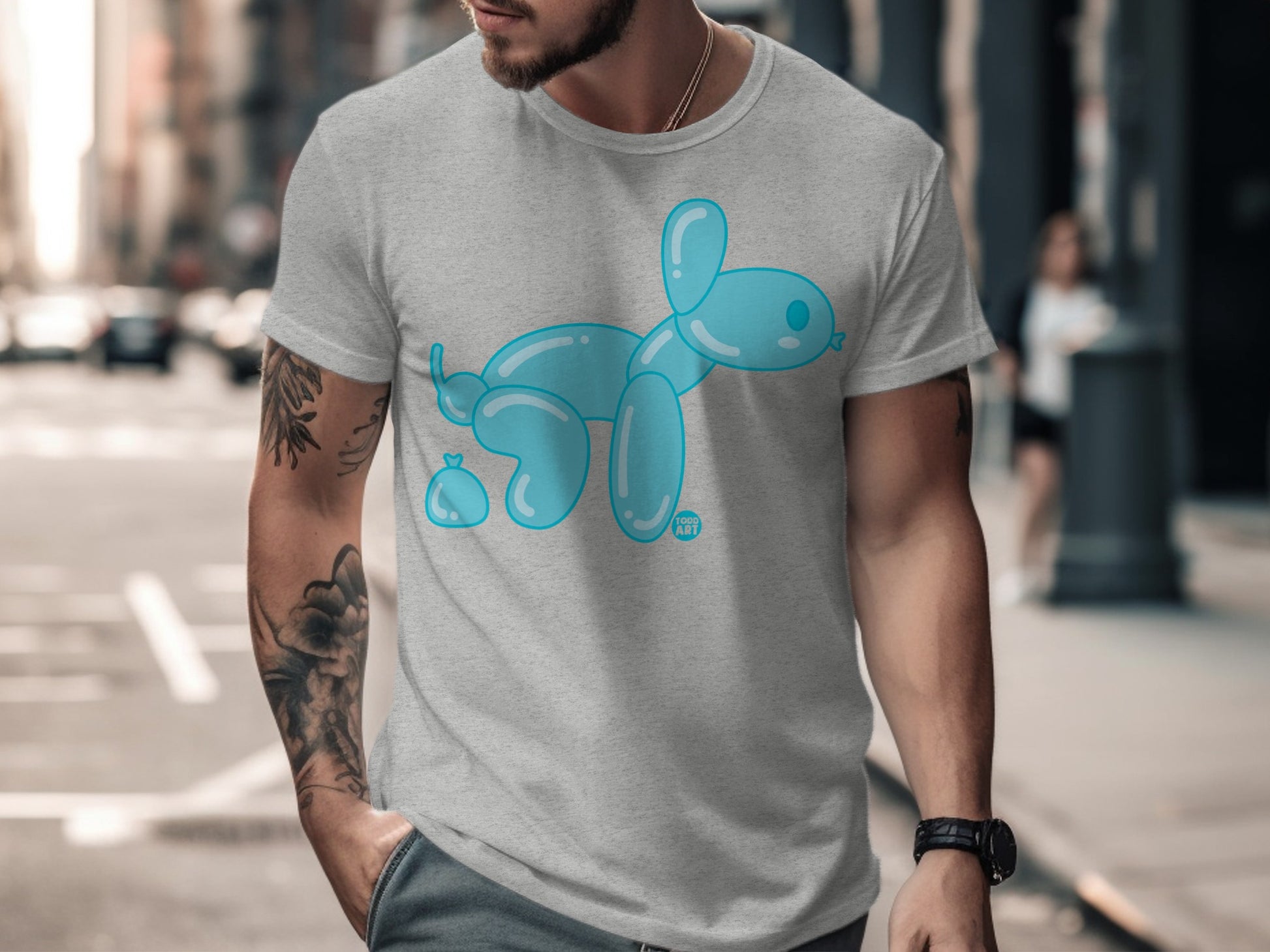 Stylish graphic tee featuring playful balloon animal