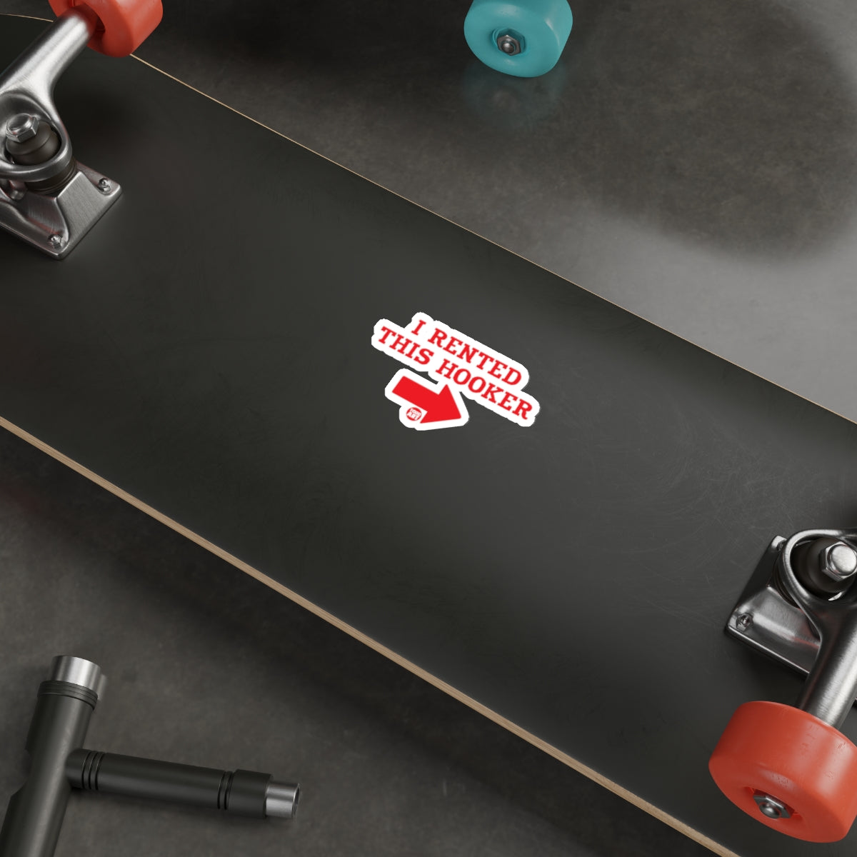 I RENTED THIS HOOKER Red Arrow Humor Sticker 