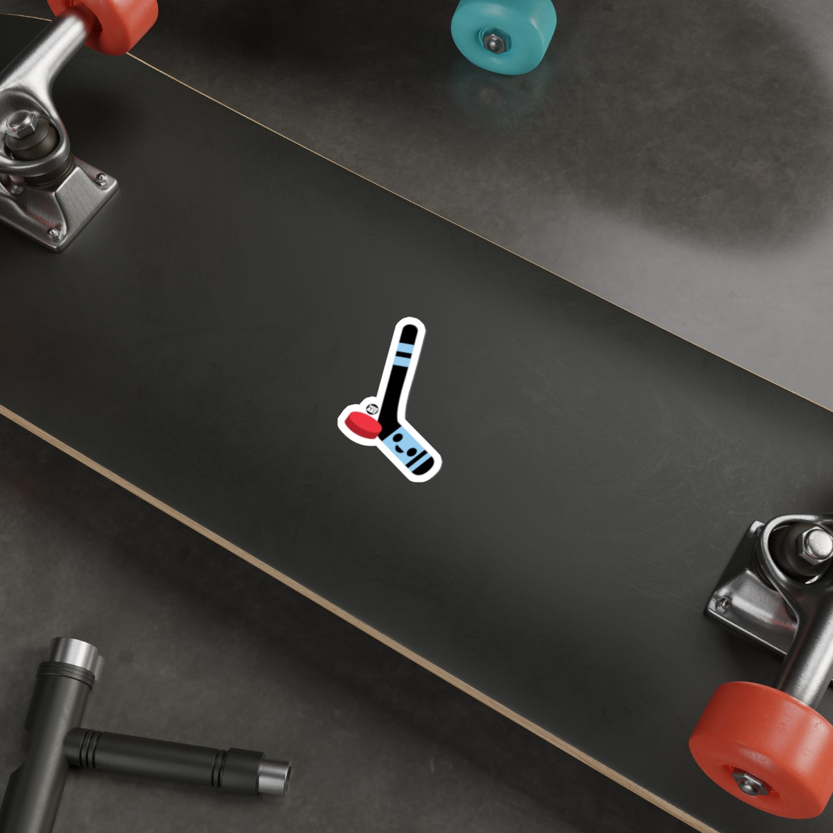Colorful Hockey Stick and Puck Sticker skateboard