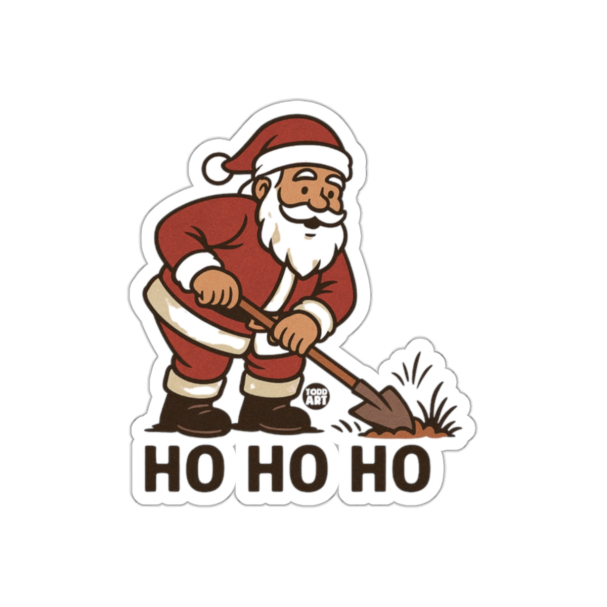 Santa Claus Digging Ho Ho Ho Sticker Fun Holiday