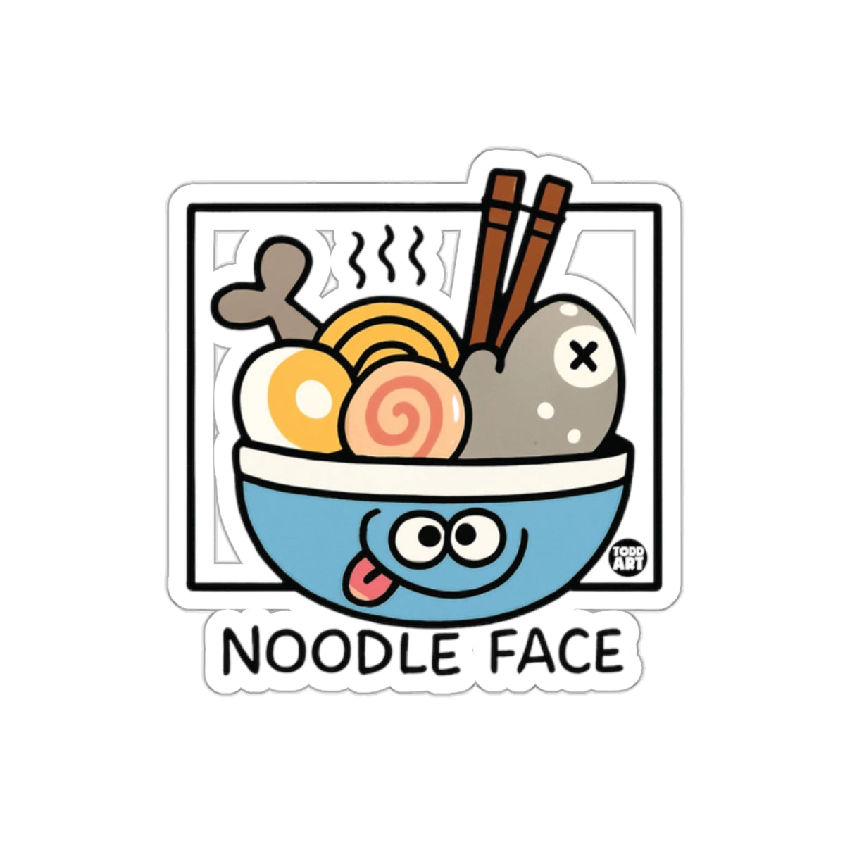 Funny Noodle Face Cartoon Bowl Sticker