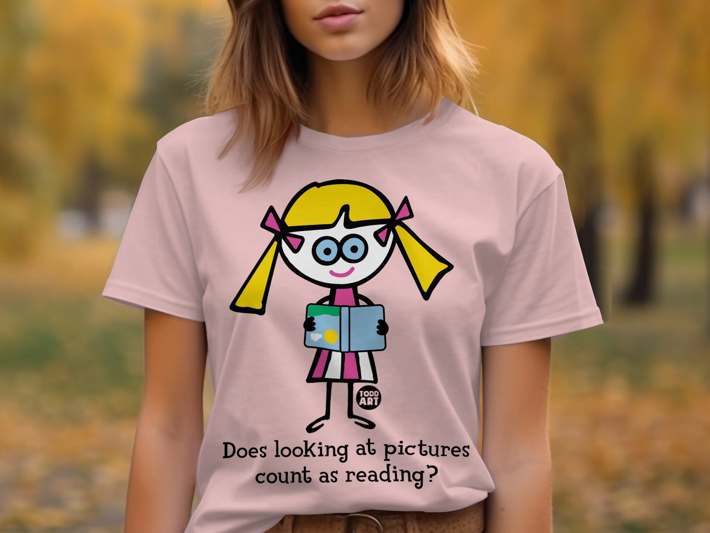 Cute Stick Figure Art Tee with Humorous Reading Quote