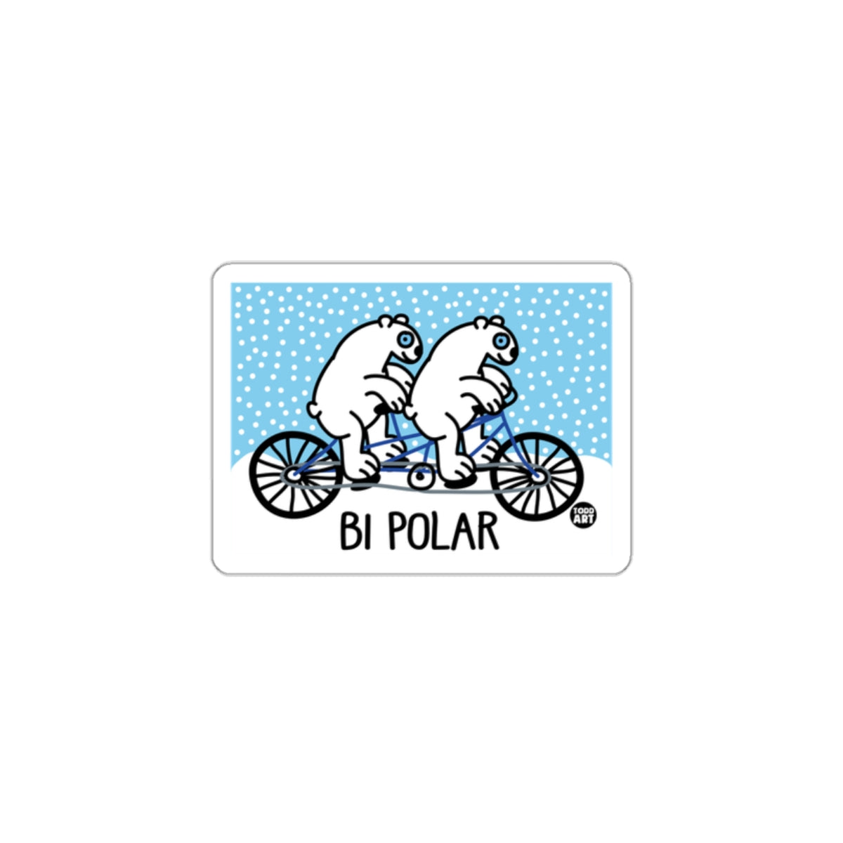 Funny Bi Polar Bears Riding Bicycle Sticker