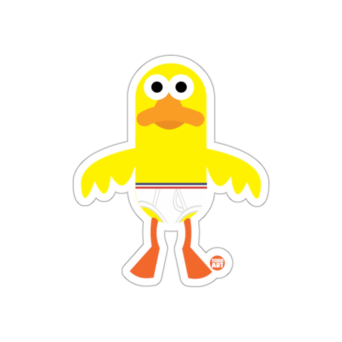 Funny Cartoon Yellow Duck in Underwear Sticker