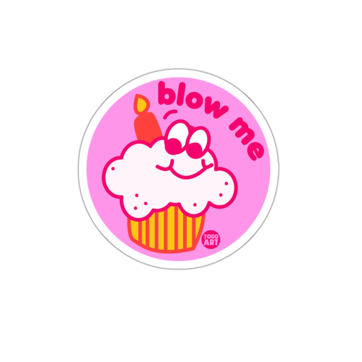 Blow Me Cute Cartoon Cupcake Sticker