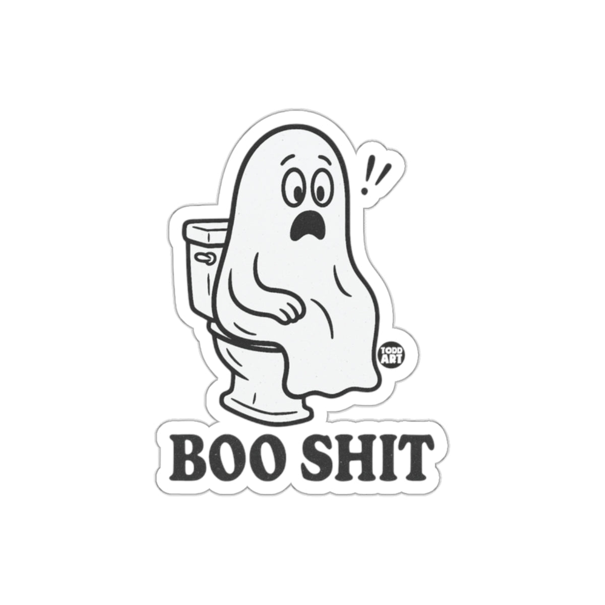 Hilarious Ghost on Toilet with Boo Shit Text Stickers